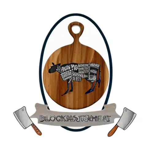 a wooden cutting board with the words blockman's meat on it tattoo design idea