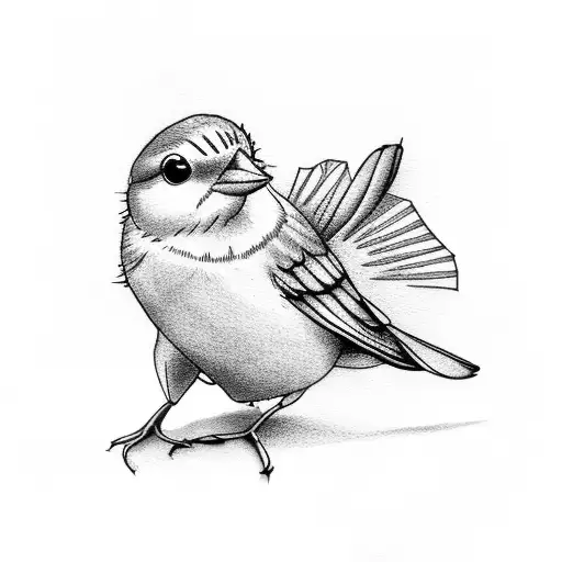 Small yellow canary bird in branch minimalist  tattoo design idea