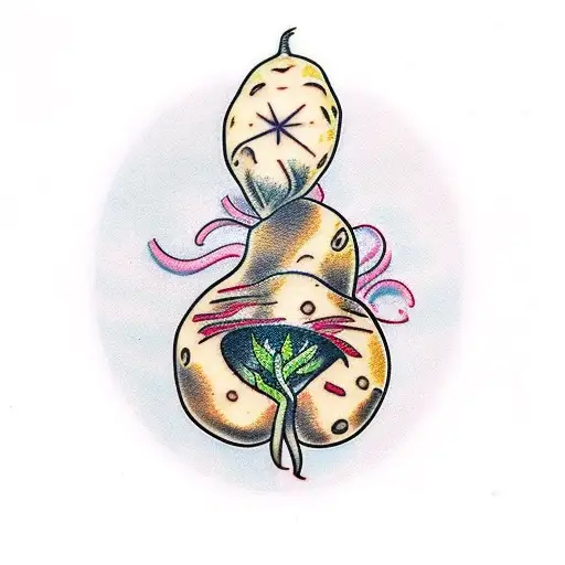 a potato and a bean sprout tattoo design idea