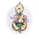 a potato and a bean sprout tattoo design idea