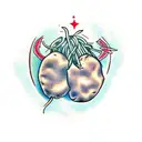 a potato and a bean sprout tattoo design idea