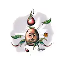 a potato and a bean sprout tattoo design idea