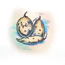 a potato and a bean sprout tattoo design idea