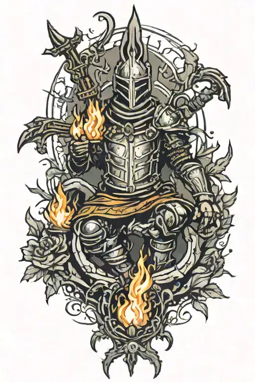 dark souls bonfire illuminating an area of darkness tattoo design idea