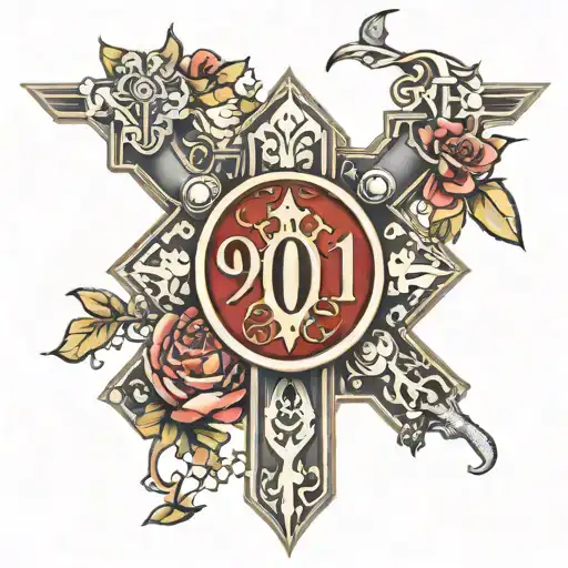 901 area code and cross tattoo design idea