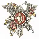 901 area code and cross tattoo design idea