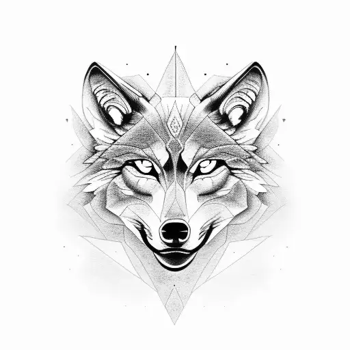 wolf face without realistic details tattoo design idea