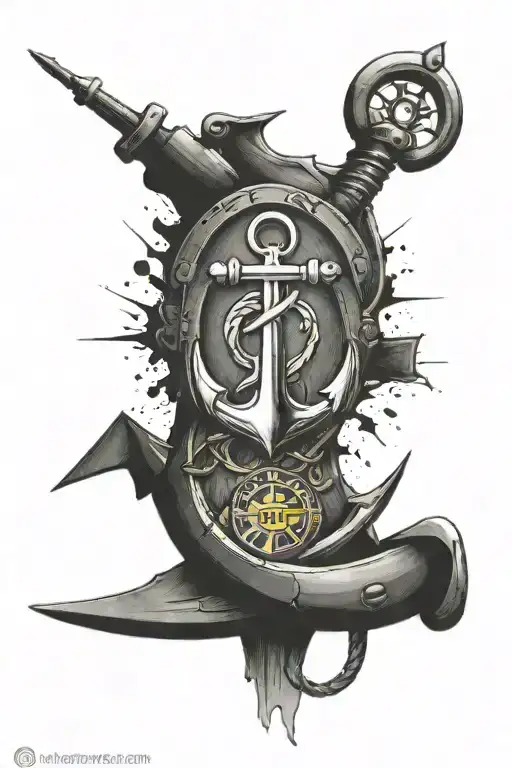 Anchor and Fenerbahce logo tattoo design idea