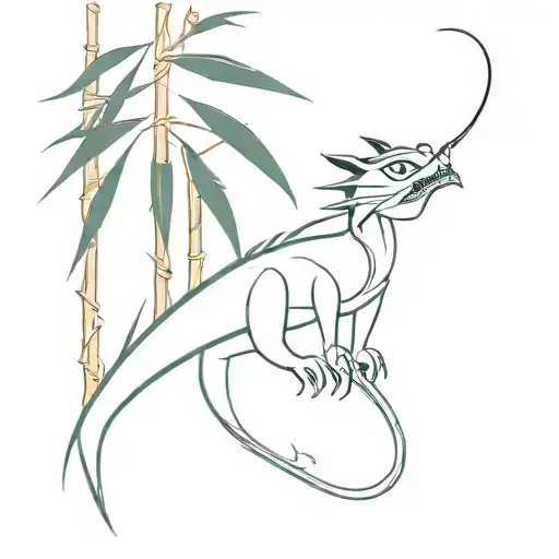 mulan mushu under a bamboo gain tattoo design idea
