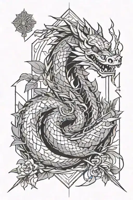 mulan mushu under a bamboo gain tattoo design idea