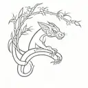 mulan mushu under a bamboo gain tattoo design idea