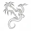 mulan mushu under a bamboo gain tattoo design idea