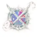 Design a new-school tattoo incorporating the Cancer sign and Scorpio sign in a dynamic and abstract way, while subtly referencing the Confederate flag. tattoo design idea