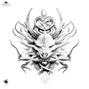 An artistic representation of the Cancer and Scorpio zodiac signs merging into a powerful mythical creature tattoo design idea