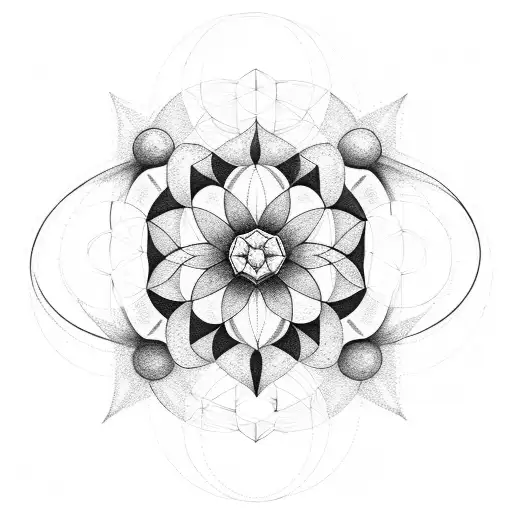 Incorporate the Flower of Life into a larger geometric tattoo design tattoo design idea