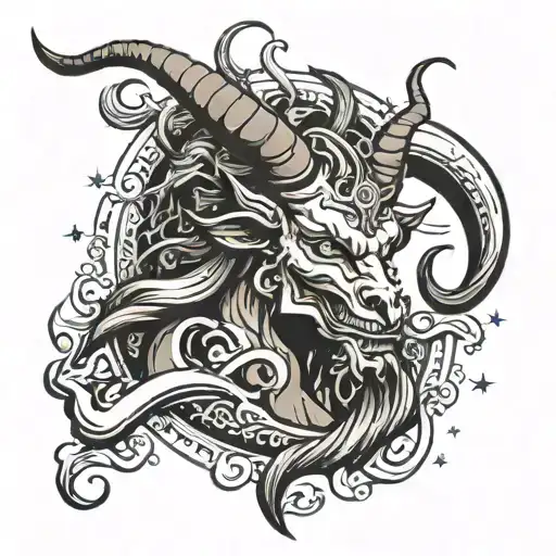 capricorn starsign, the devil, demons tattoo design idea