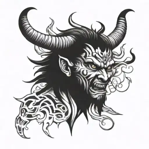 devil face huma and with the cotopaxi tattoo design idea