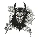 devil face huma and with the cotopaxi tattoo design idea