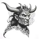 devil face huma and with the cotopaxi tattoo design idea