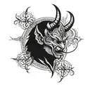 devil face huma and with the cotopaxi tattoo design idea