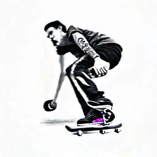 a person riding a skateboard tattoo design idea