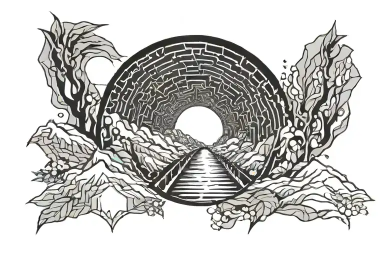 sunrise at the end of the tunnel  tattoo design idea