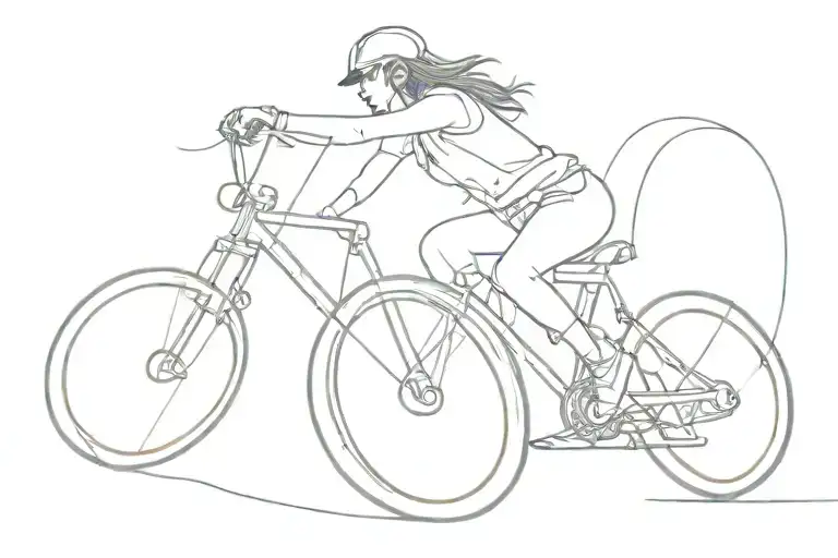 thick  biker girl riding tattoo design idea