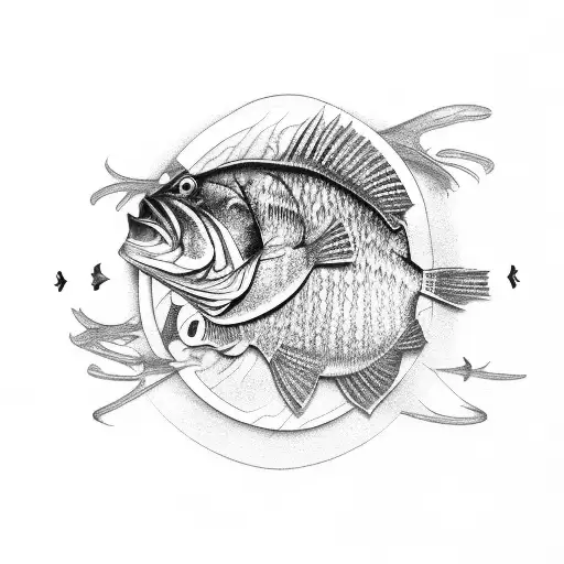 bass fish with letters EEK below tattoo design idea