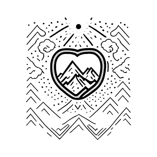mountain Heart dad Family  tattoo design idea