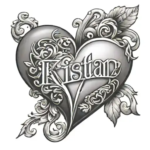 Heart with name Kristin in it tattoo design idea