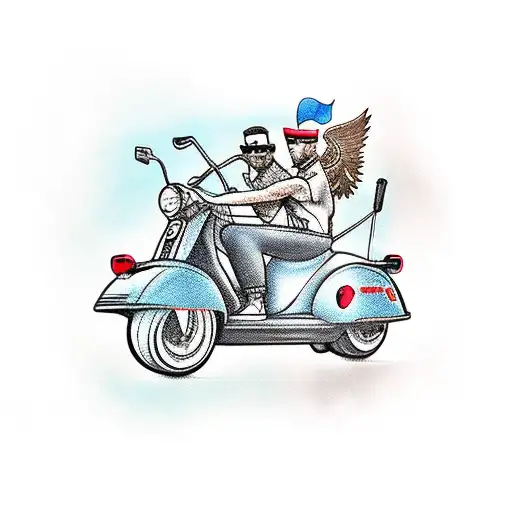 Polish gangster riding an electric scooter tattoo design idea