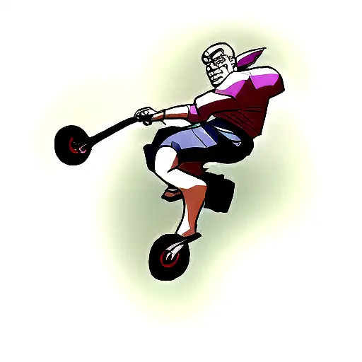polish gangster riding an electric scooter tattoo design idea