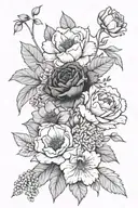 june,march,october and august birth flowers tattoo design idea