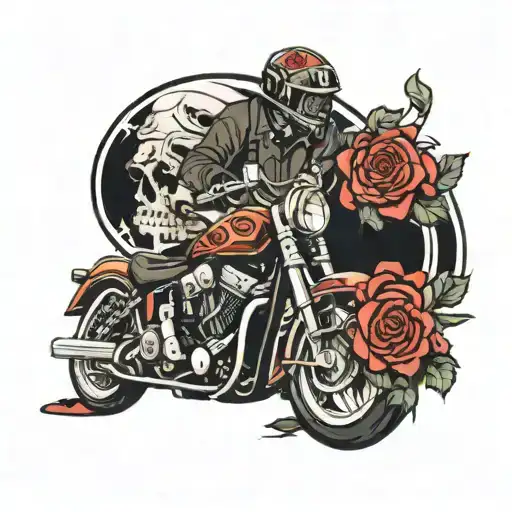 oil drilling rig drilling rig, motorcycle dashboard, helmet, roses salute of mother and san tattoo design idea