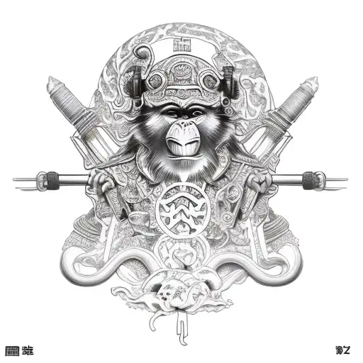 monkey see no evil, speak no evil, hear no evil warrior tattoo design idea