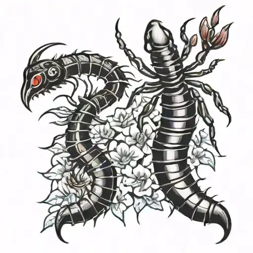 centipede and spiderlily tattoo design idea