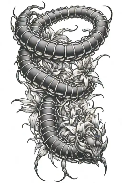 centipede with spiderlily tattoo design idea