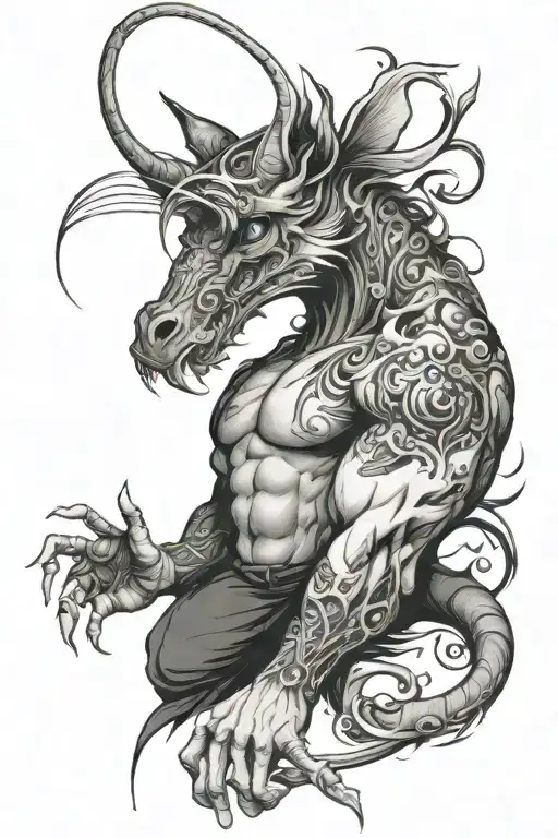 Can you draw me a nice sleeve tattoo for men? A black and white one  Im a sagatarious, born in 2002, and im a gym rat tattoo design idea