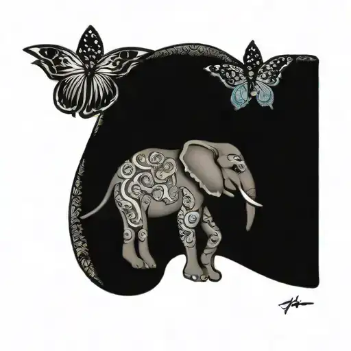 3 small elephant and butterflies tattoos  tattoo design idea