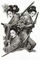 geisha and katana tattoo design idea