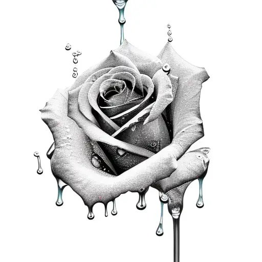rose  color with dripping paint tattoo design idea