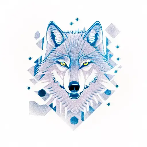 A wolf howling at a David Star surrounded by demons tattoo design idea