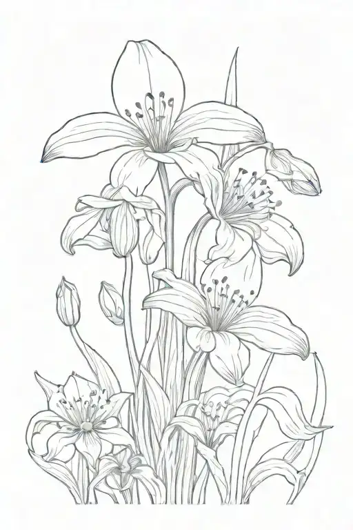 snowdrop flower and Poppy flowers tattoo design idea