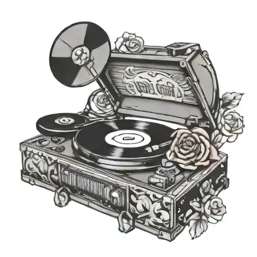 vinyl and record player  tattoo design idea