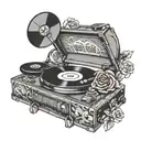 vinyl and record player  tattoo design idea