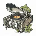 vinyl and record player  tattoo design idea
