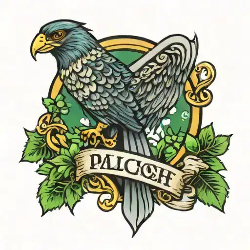 Polish falcon Irish harp tattoo design idea