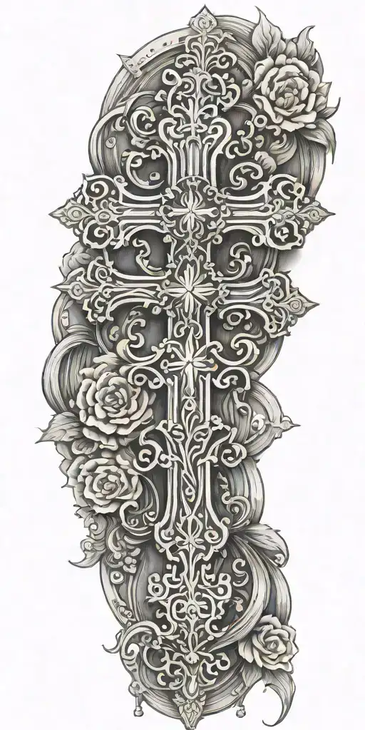 Russian Orthodox Cross with the words "Lord have mercy on me a sinner"  tattoo design idea