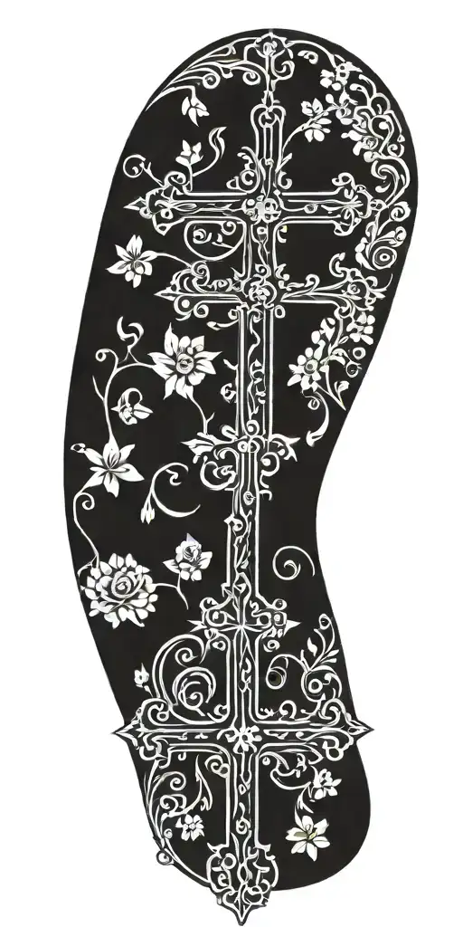 Russian Orthodox Cross with the words "Lord have mercy on me a sinner"  tattoo design idea