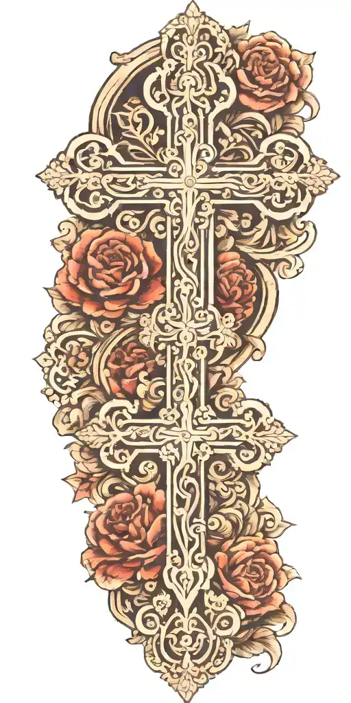 Orthodox cross over clouds surrounding them tattoo design idea